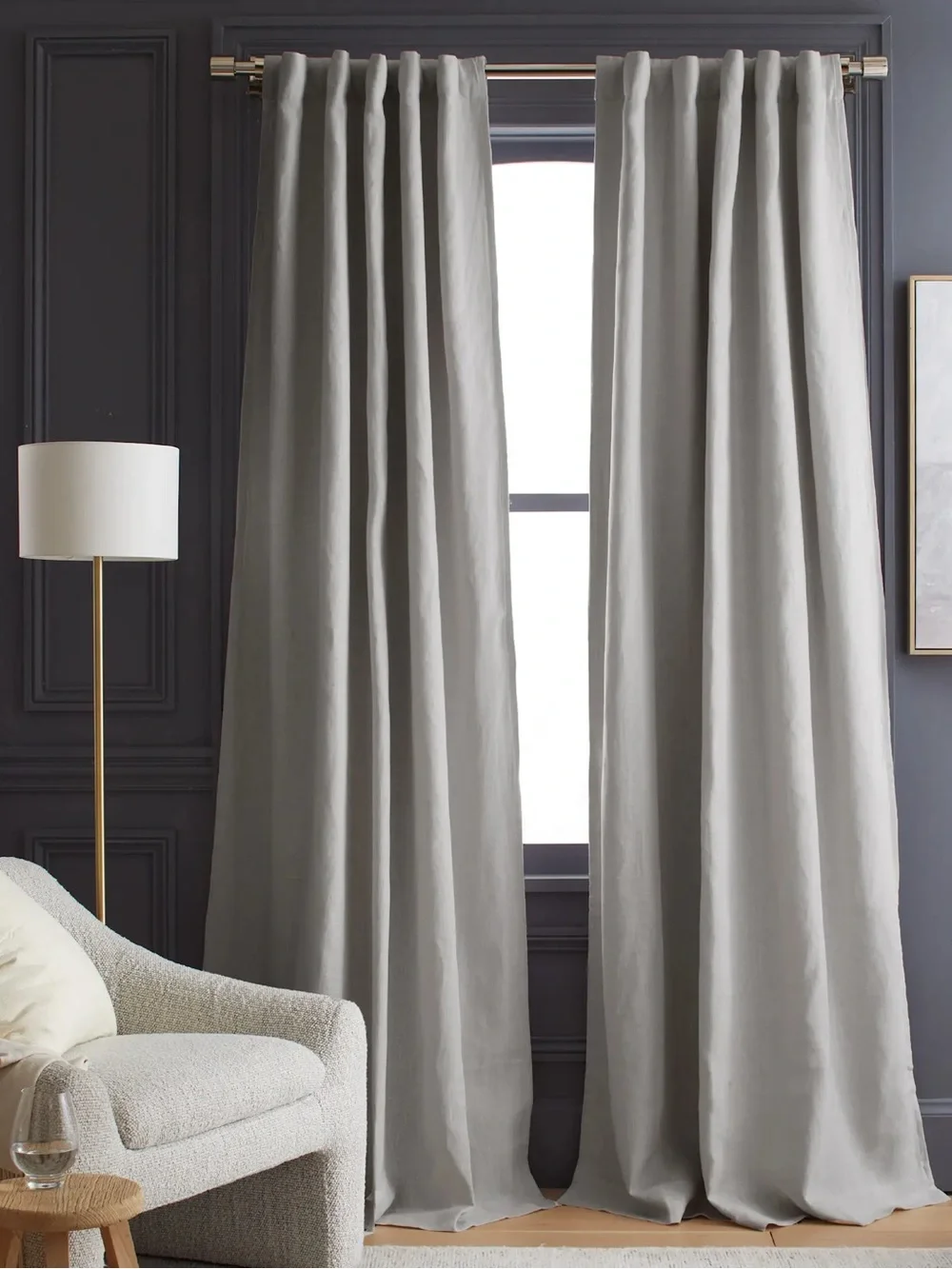 NewQUINCE 2 48x108 Heavyweight European Linen Room Darkening Curtains Cloud 9216
